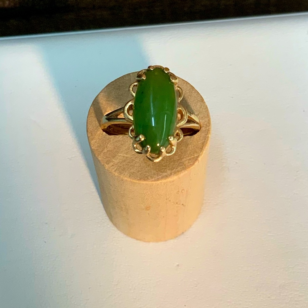 Gold Jade Ring - image 1